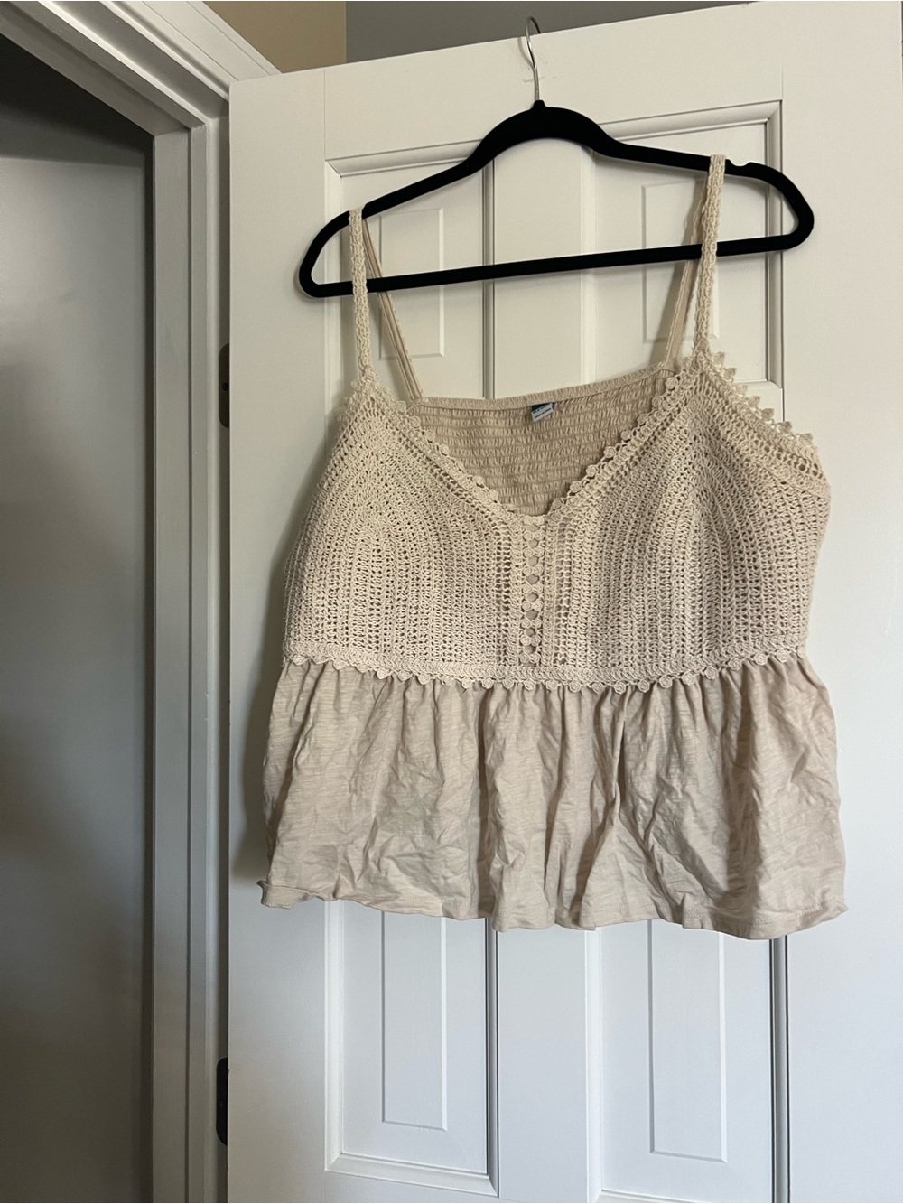 Old Navy Beige Crochet Peplum Camisole